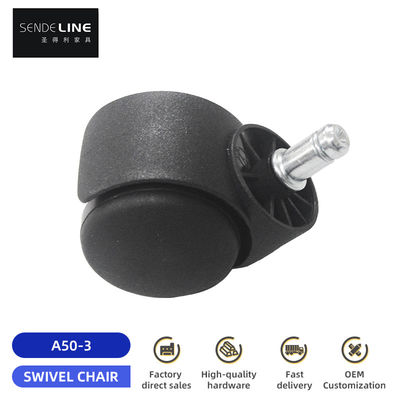 Kualitas Penggantian roda kursi kantor nilon 50mm Ring / Thread Cardan Bifma Test pabrik