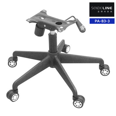 Harga yang pantas Dasar kursi berputar nilon hitam dengan roda tinggi diatur kaki kursi bintang lima on line