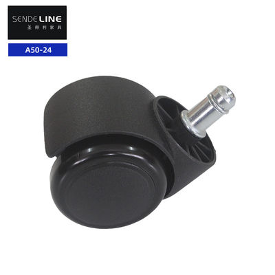 50Kg Loading Hitam Mudah Mengumpulkan Kursi Kantor Nylon Roda Caster Dengan Diameter 2 Inci