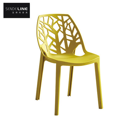 Harga yang pantas Kursi Plastik Modern Kuning Desain Ergonomis Ringan yang awet Untuk Kantor Makan Tempat duduk di luar ruangan Dan ruang komersial on line