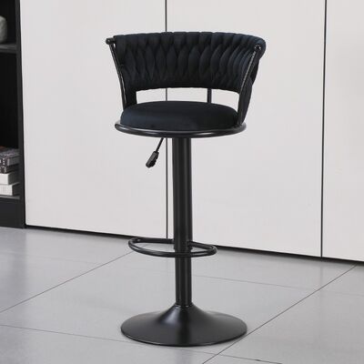 Harga yang pantas Kursi beludru Kursi bar dengan bantalan punggung dan ketinggian 80-100cm untuk furnitur bar modern on line